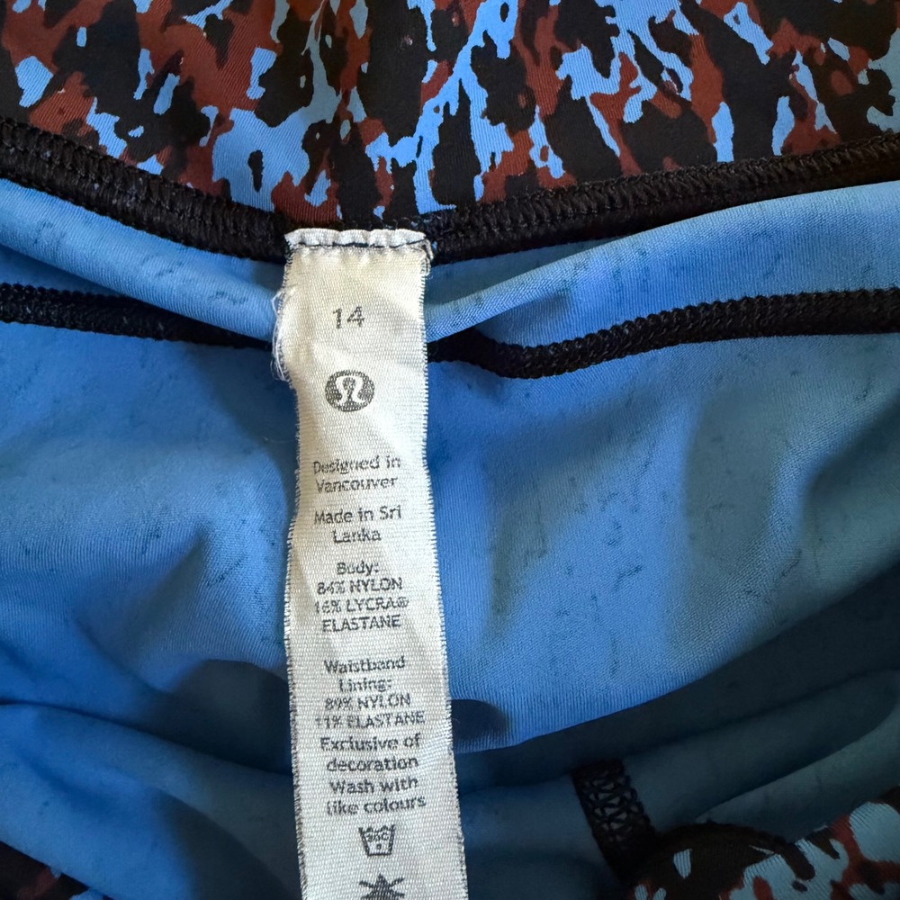 Lululemon Fast and Free 25" Leggings Leopard Camo Blue Brown Multi High Rise 14 - Picture 3 of 12